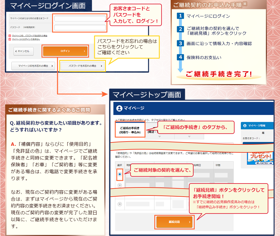 ご継続手続き手順、よくあるご質問の詳細 その1